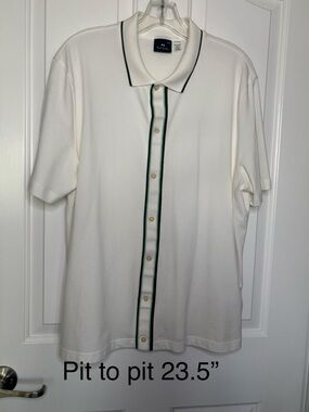 EIC PS Paul Smith Men’s Off White Polo with Green Trim Size XXXL